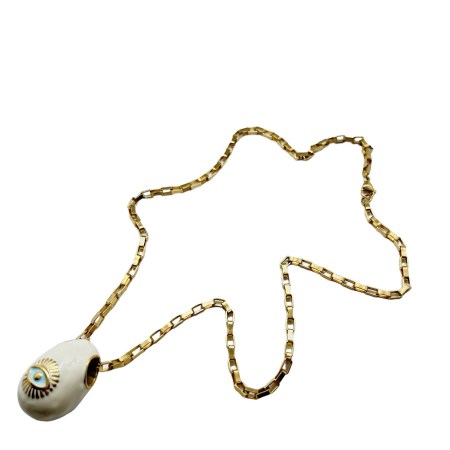 necklace steel gold with white egg1